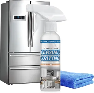 Ceramic Coating Spray Kit, Hydrophobic & Stain-Resistant Ceramic Coating Spray for Stainless Steel - Protect Kitchen & Bath Surfaces, Anti-Fingerprint Protective Layer - Streak-Free Shine -10 fl oz
