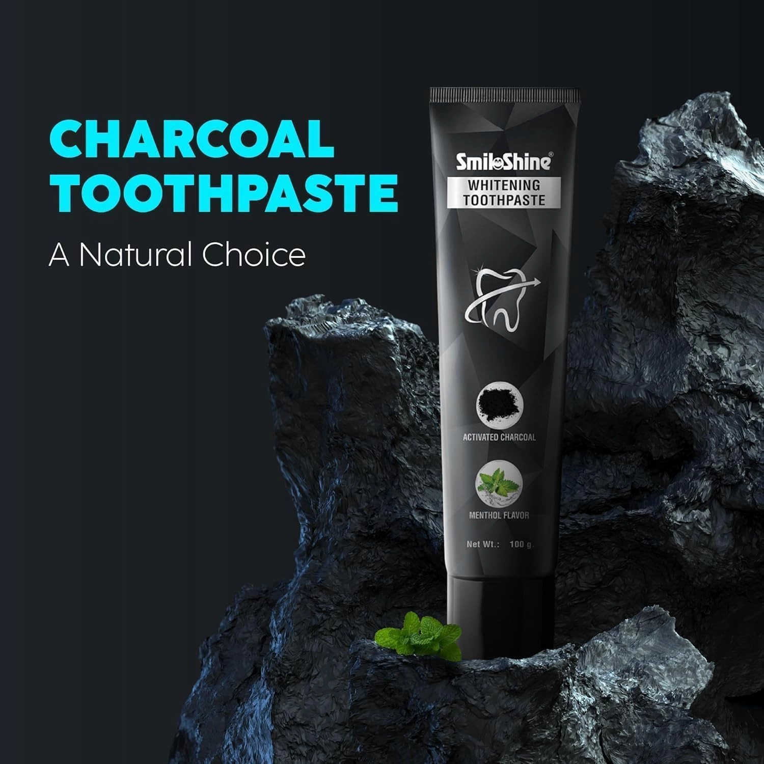 Charcoal Activated Whitening Toothpaste with Menthol Flavor for Fresh Breath, Protect Enamel, Teeth Whitening Toothpaste | Charcoal Toothpaste - 100gm
