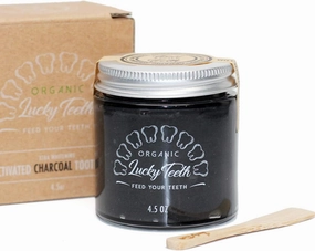 Charcoal Toothpaste Xtra Whitening Toothpaste - Zero Waste & Compostable 4.5 oz Glass Bottle by Lucky Teeth - All Natural, Organic, Remineralizes and Fortifies Teeth and Gums. (1 Bottle)