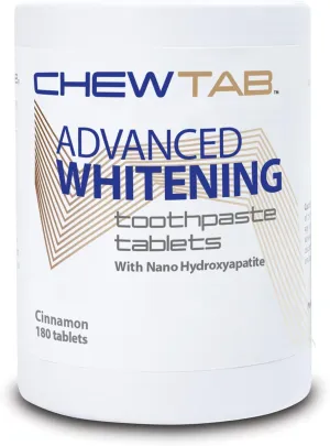 Chewtab Advanced Whitening Toothpaste Tablets with Nano-Hydroxyapatite 180 Count Refill (Cinnamon)