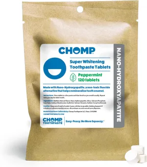 Chomp Super Whitening Toothpaste with Nano Hydroxyapatite 120 Tablet Refill