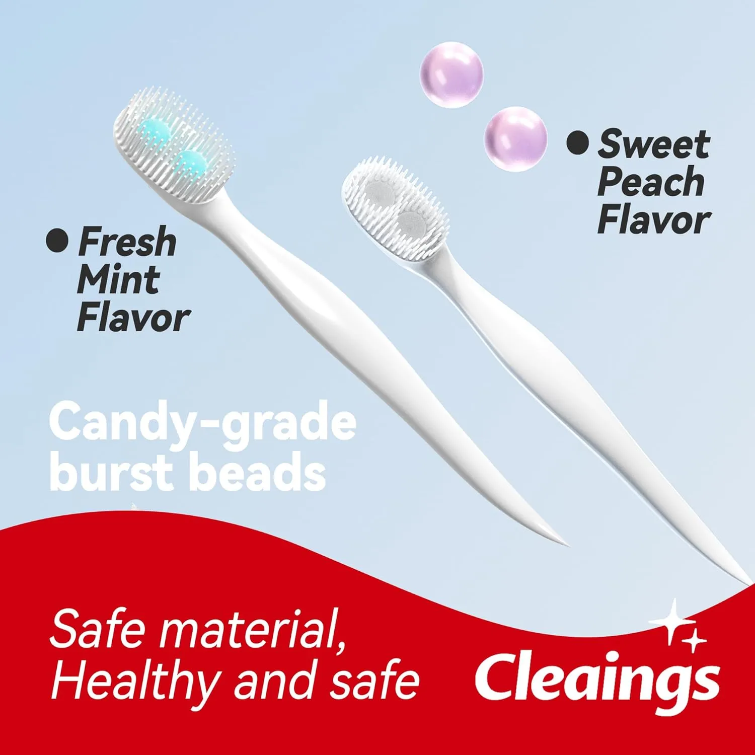 cleaings® Disposable Mini Toothbrushes with 2 Toothpaste Beads, Toothpick & Tongue Cleaner – Travel Essentials, On-The-Go Oral Care, 20 Count-Mint Flavor（Pack of 5）