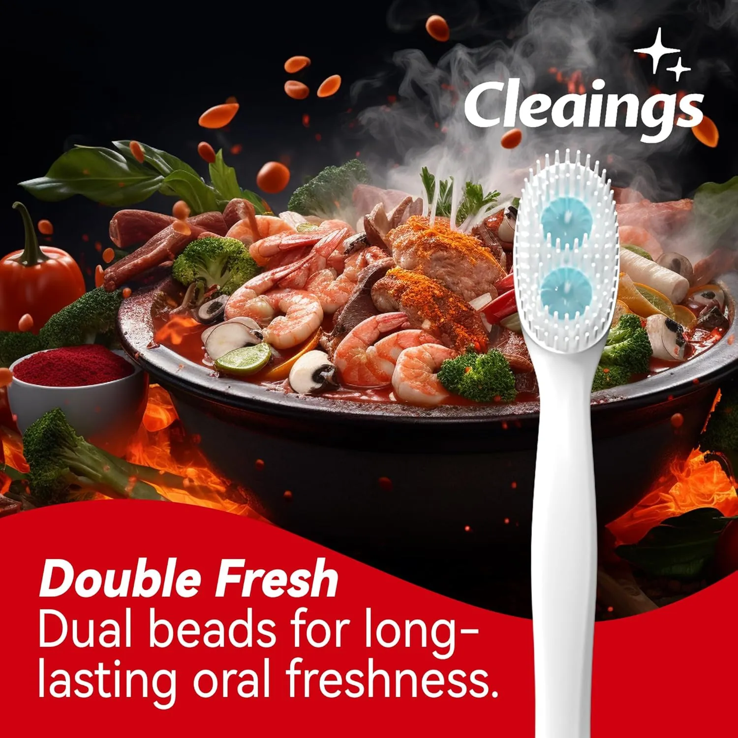 cleaings® Disposable Mini Toothbrushes with 2 Toothpaste Beads, Toothpick & Tongue Cleaner – Travel Essentials, On-The-Go Oral Care, 20 Count-Mint Flavor（Pack of 5）