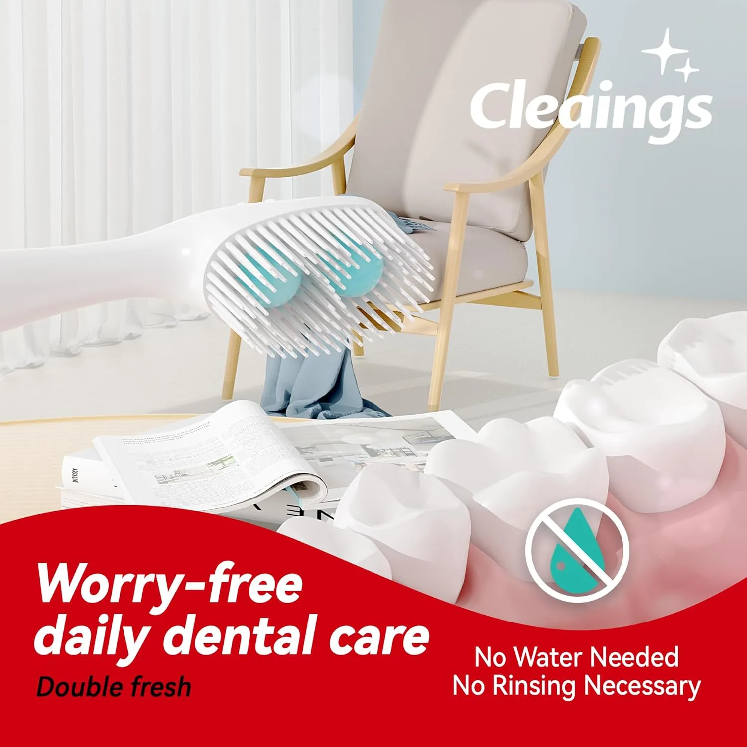 cleaings® Disposable Mini Toothbrushes with 2 Toothpaste Beads, Toothpick & Tongue Cleaner – Travel Essentials, On-The-Go Oral Care, 20 Count-Mint Flavor（Pack of 5）