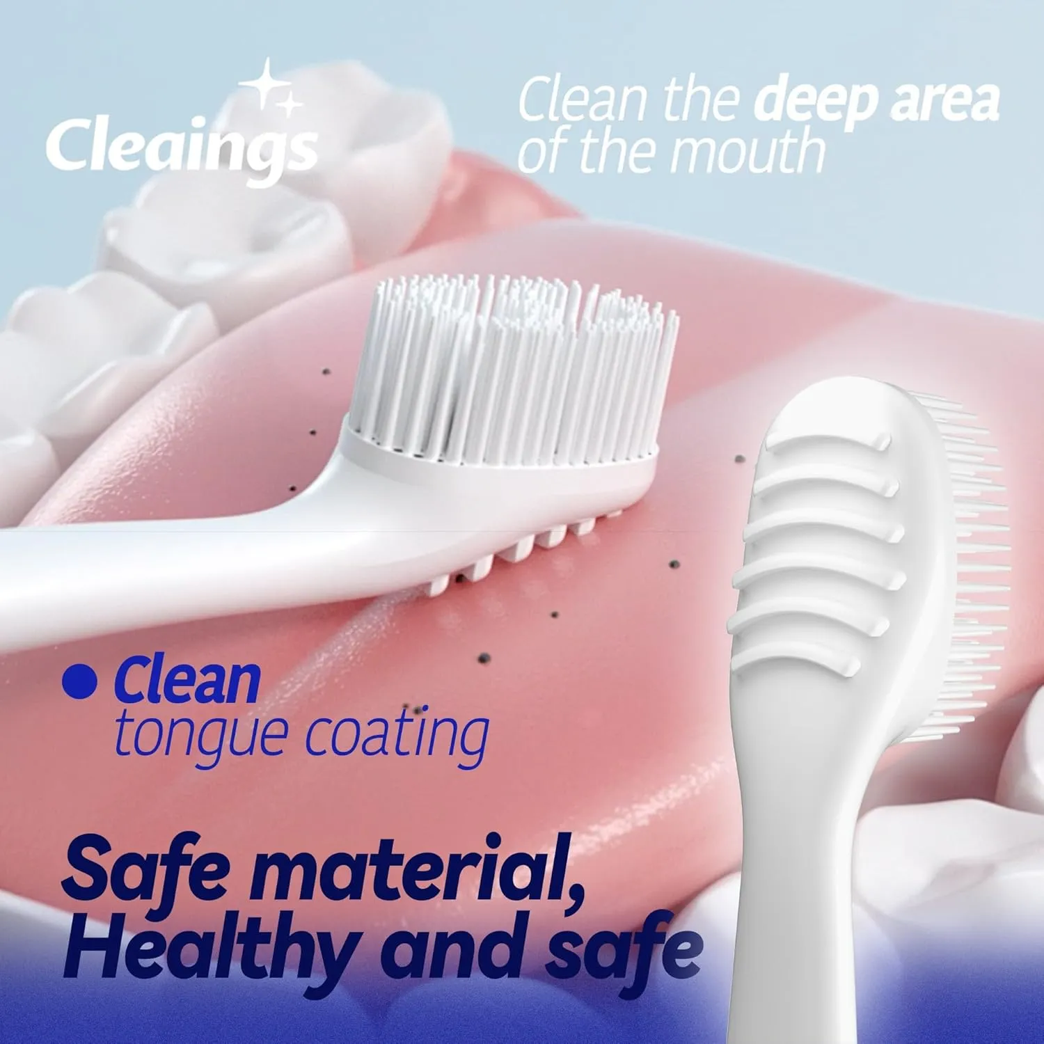 cleaings® Disposable Toothbrushes with Double Cleaning Beads Toothpaste and Clean Floss Picks for Work or Travel - 20 pcs-Mint Flavor（Pack of 5）