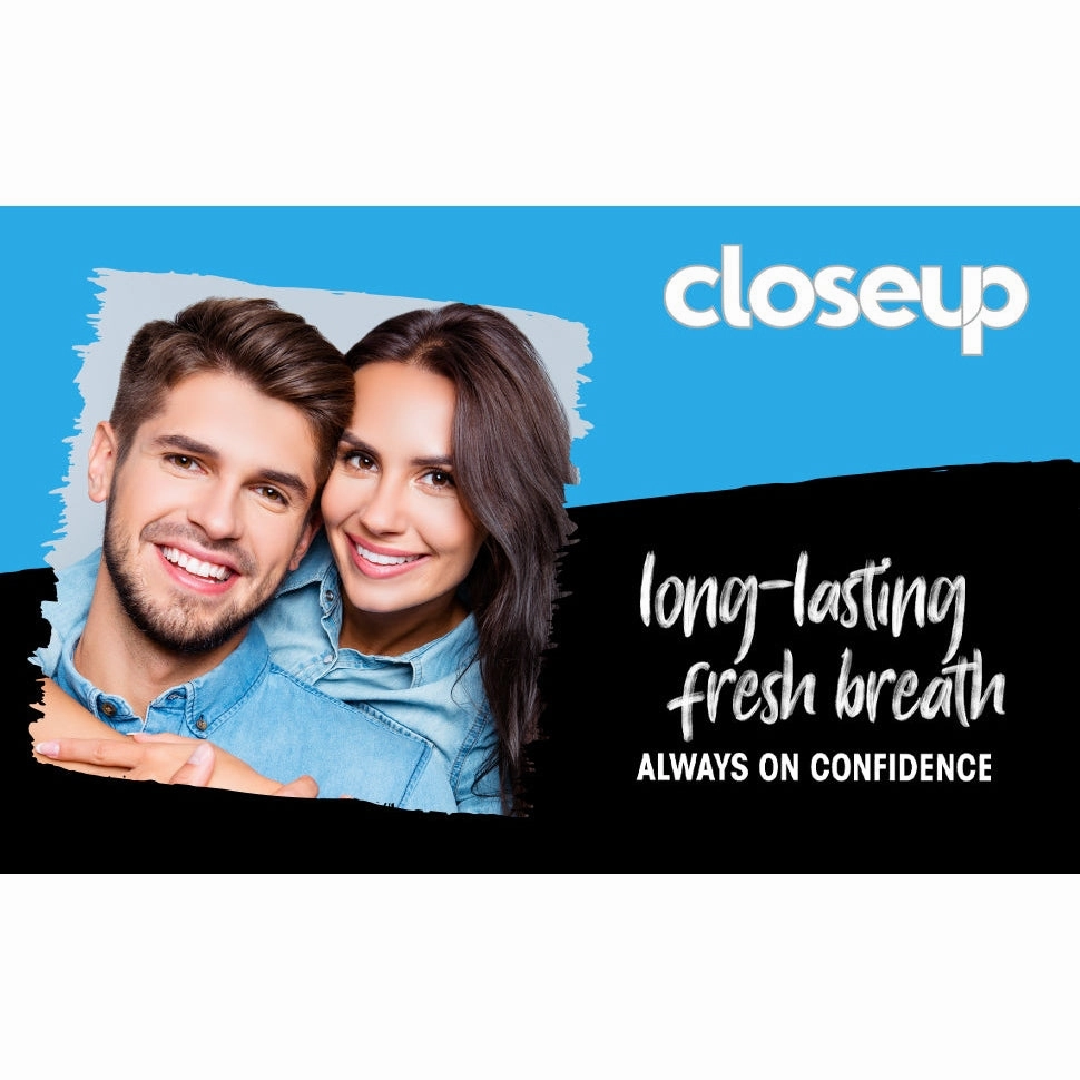 CLOSE UP Triple Fresh Gel Toothpaste, for 12 hours fresh breath, Menthol Fresh, with antibacterial mouthwash & microshine crystals, 75ml x 4
