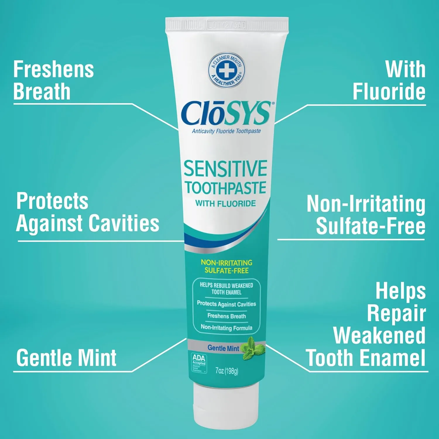 CloSYS Fluoride Toothpaste, 7 Ounce (2 Pack), Gentle Mint, Whitening, Enamel Protection, Sulfate Free, 7 Ounce (Pack of 2)