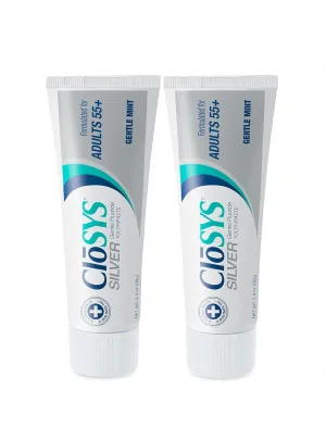 CloSYS Silver Fluoride Toothpaste for Adults 55 , 3.4 Ounce (Pack of 2), Gentle Mint, Travel Size, TSA Compliant, pH Balanced, Enamel Protection, Sulfate Free