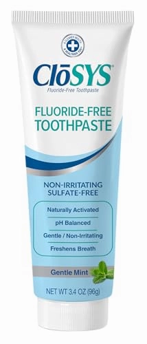 CloSYS Fluoride Free Toothpaste, 3.4 Ounce, Travel Size, Gentle Mint, TSA Compliant, Whitening, Enamel Protection, Sulfate Free