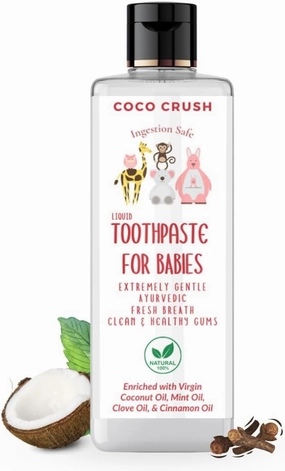 Coco_Crush Ayurvedic Liquid Toothpaste for Babies & Kids | 100% Natural Oral Care, Fluoride Free, SLS Free, No Artificial Flavours | Gentle & Ingestion Safe (50ml)