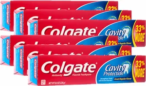 Colgate Cavity Protection Fluoride Toothpaste Regular Flavor - 8 oz, Pack of 6
