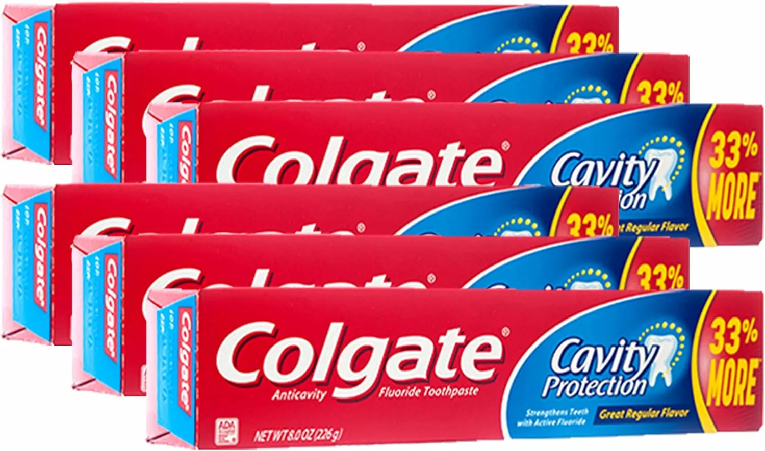 Colgate Cavity Protection Fluoride Toothpaste Regular Flavor - 8 oz, Pack of 6