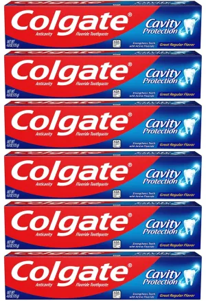 Colgate Cavity Protection Toothpaste with Fluoride - 4 Ounce (Pack of 6)