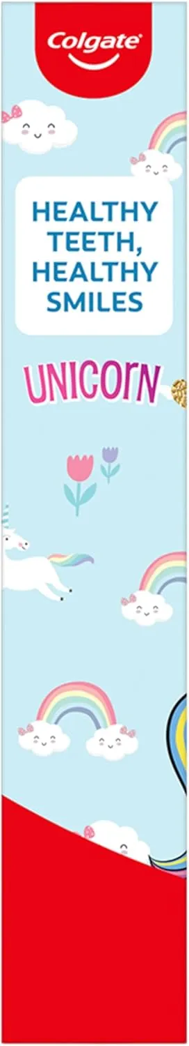 Colgate Kids Toothbrush Set with Toothpaste, Unicorn Gift Set with 1 Manual Toothbrush, 1 Battery-Powered Toothbrush, 1 Kids Fluoride Toothpaste, and 1 Toothbrush Cover