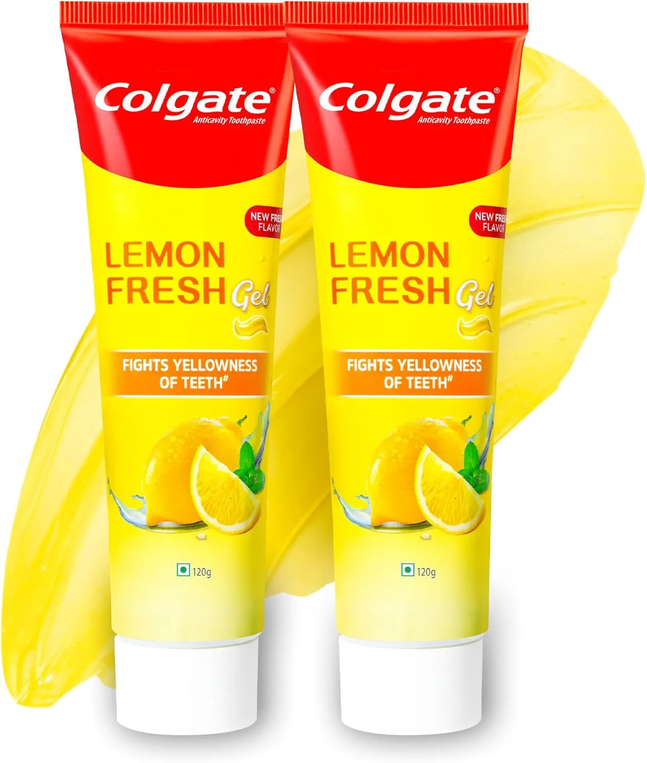 Colgate Lemon Fresh Gel Toothpaste, Fights Yellowness of Teeth, Freshens Breath 120gm/4.3 Oz (240g (120g x 2))