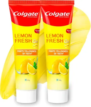 Colgate Lemon Fresh Gel Toothpaste, Fights Yellowness of Teeth, Freshens Breath 120gm/4.3 Oz (240g (120g x 2))