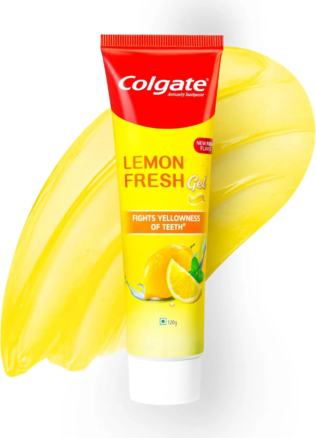 Colgate Lemon Fresh Gel Toothpaste, Fights Yellowness of Teeth, Freshens Breath, Anticavity Toothpaste 120gm/4.3 Oz