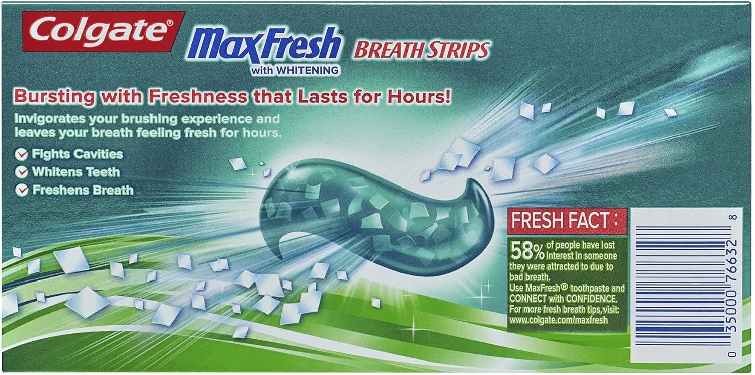 Colgate Max Fresh Whitening Toothpaste with Mini Breath Strips, Clean Mint - 6 ounce (2 Pack)