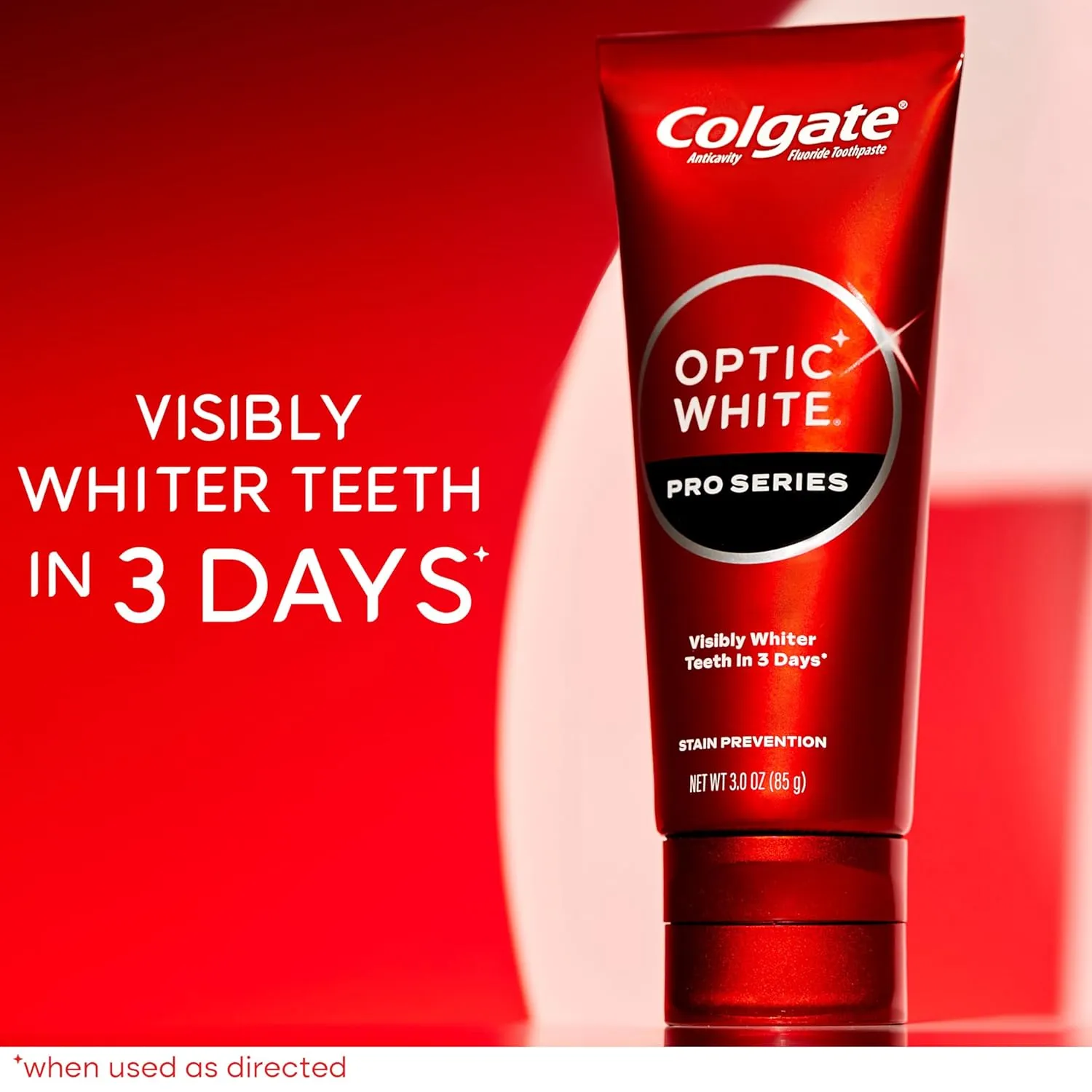 Colgate Optic White Pro Series Stain Prevention Hydrogen Peroxide Toothpaste, Teeth Whitening Toothpaste, Effectively Removes Tea, Coffee, and Wine Stains, Enamel-Safe for Daily Use, 3 Pack, 3.0 oz