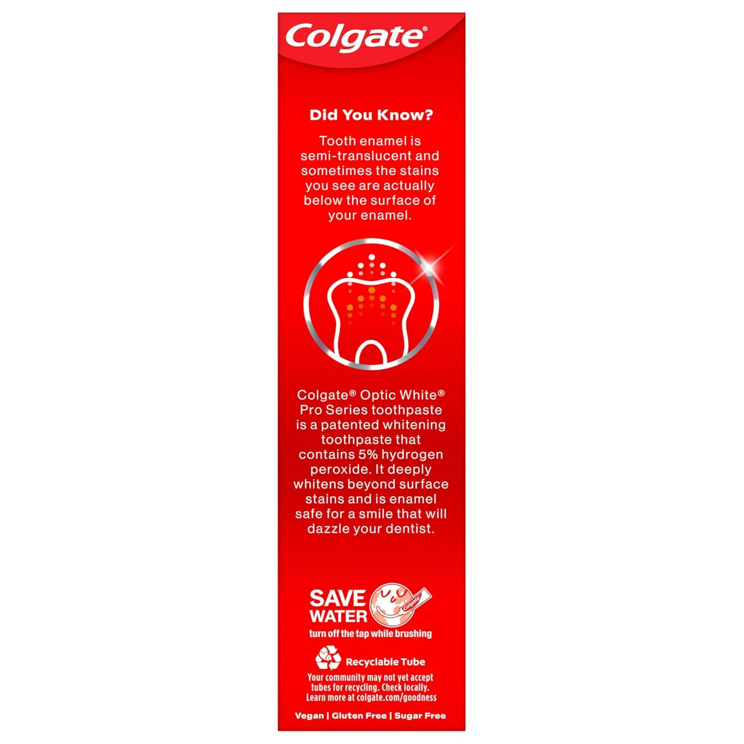 Colgate Optic White Pro Series Whitening Toothpaste with 5% Hydrogen Peroxide, Stain Prevention, 3 oz Tube, 2 Pack
