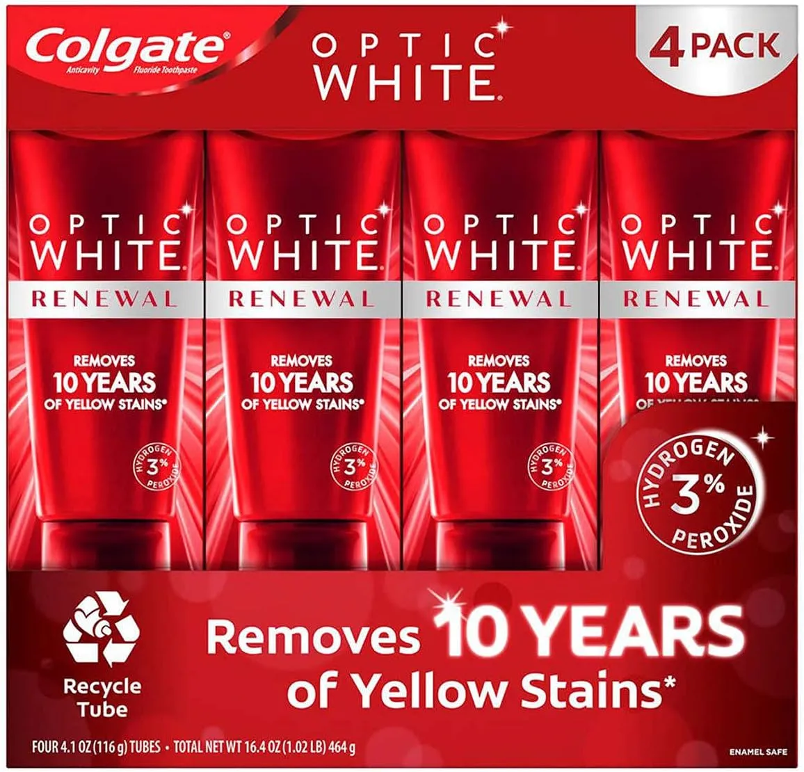 Colgate Optic White Renewal Toothpaste 4.1 oz, 4-Pack
