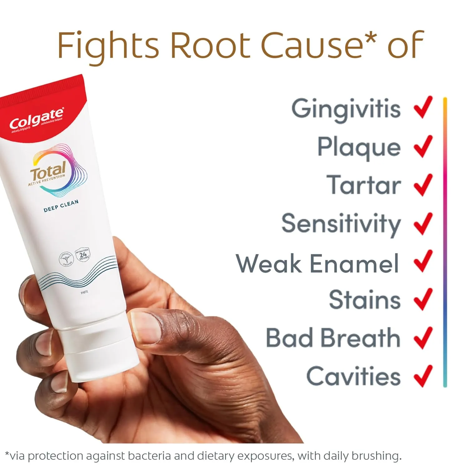 Colgate Total Active Prevention Deep Clean Toothpaste, Anticavity Fluoride Toothpaste, Clinically Proven Fluoride Formula Helps Fight Plaque Bacteria, Mint, 3 Pack, 5.1 oz