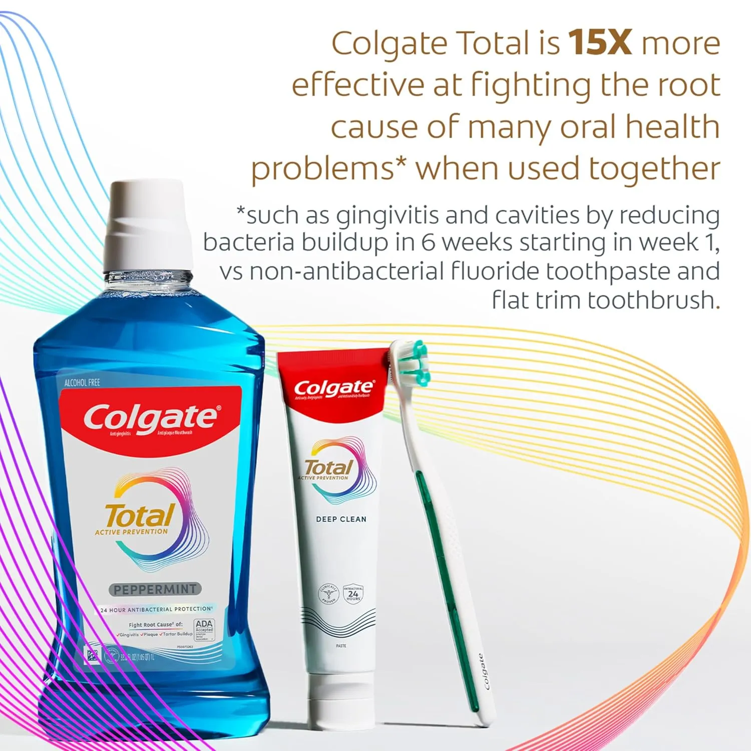 Colgate Total Active Prevention Deep Clean Toothpaste, Anticavity Fluoride Toothpaste, Clinically Proven Fluoride Formula Helps Fight Plaque Bacteria, Mint, 3 Pack, 5.1 oz