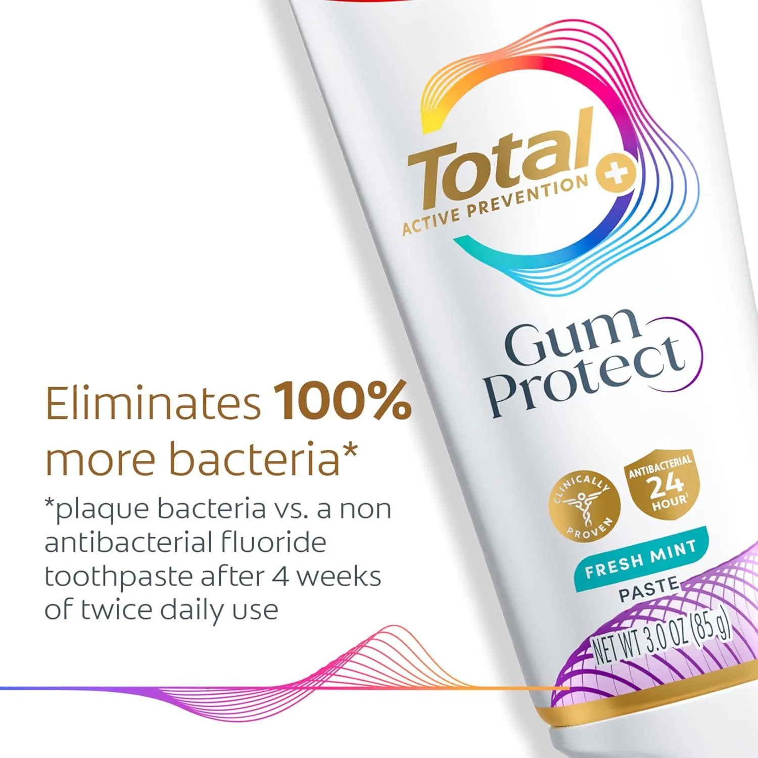 Colgate Total Active Prevention Gum Protect Whitening Toothpaste, Whitening Gum Toothpaste for Inflammation, Redness, Bleeding, Irritation, and Sensitivity, SLS Free, 3 Pack, 3.0 oz