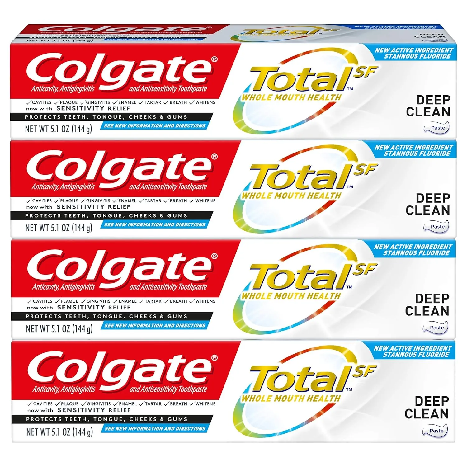 Colgate Total Toothpaste, Deep Clean - 5.1 Ounce (Pack of 4)