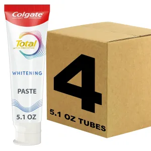 Colgate Total Whitening Toothpaste with Fluoride, 10 Benefits Including Sensitivity Relief and Stain Removal, Mint, 5.1 ounces (4 Pack)