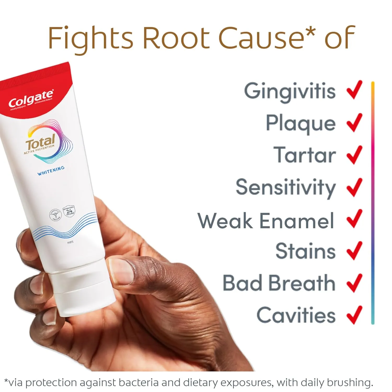 Colgate Total Whitening Toothpaste with Fluoride, 10 Benefits Including Sensitivity Relief and Stain Removal, Mint, 5.1 ounces (4 Pack)