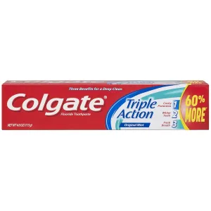 Colgate Triple Action Toothpaste, Mint - 4 ounce (Pack of 6)