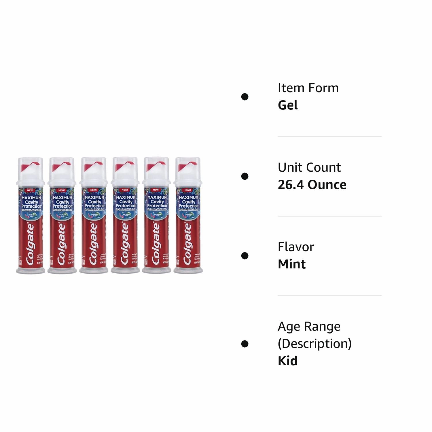 Colgate Kids Toothpaste Pump with Fluoride, Anticavity & Cavity Protection Toothpaste, for Ages 6  & Max Fresh Whitening Toothpaste with Mini Strips, Clean Mint Toothpaste for Bad Breath