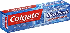 Colgate Max Fresh Whitening Toothpaste With Mini Breath Strips, Cool Mint 6 oz (Pack of 9)