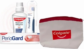 Colgate PerioGard Gum Protection Toothpaste 90g and MouthWash 250ml with Perioguard Toothbrush Helps Fight Plaque Dual Active Formula Helps to Keep Gums Healthy   Travel Bag Free