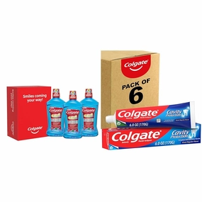 Colgate Total Mouthwash, Alcohol Free Mouthwash, Peppermint, 33.8 Ounce, 3 Pack & Cavity Protection Toothpaste with Fluoride, Great Regular Flavor, 6 Ounce