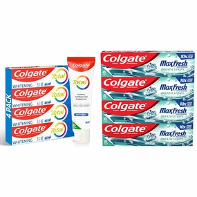 Colgate Total Whitening Toothpaste Gel, 10 Benefits, No Trade-Offs, Freshens Breath, Whitens Teeth, Mint Flavor, 4 Pack, 5.1 Oz Tubes