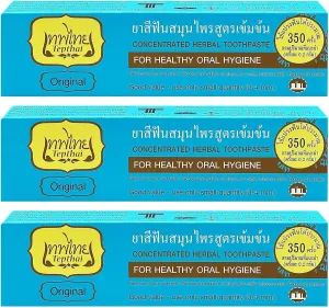 Concentrated Herbal TEPTHAI Toothpaste Original Flavor 70 g (Pack of 3)