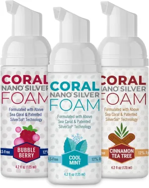 Coral Nano Silver Foaming Toothpaste, Natural Fluoride Free Toothpaste, SLS and Glycerin Free, Family Bundle, 4 Ounce