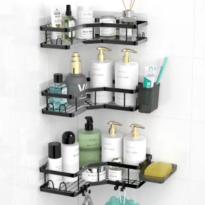 Corner Shower Caddy Bathroom Organizer Adhesive Shower Rack Bathtub Shelves - 3Pack No Drilling Shower Shelf for Inside Shower - Rustproof Bath Tub Organizer