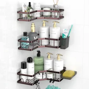 Corner Shower Caddy Organizer Shelf: Adhesive No Drilling Shower Rack Bathtub Shelves - 3Pack Rustproof Bathroom Shower Shelf for Inside Shower