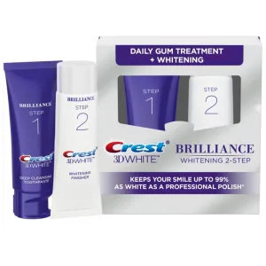 Crest 3D White Brilliance 2 Step Kit, Crest 3D White Toothpaste, Deep Clean Toothpaste (4oz)   Teeth Whitening Gel (2.3oz)