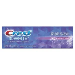 Crest 3d White Whitening Toothpaste, Radiant Mint, 0.85 Ounce (pack Of 36)
