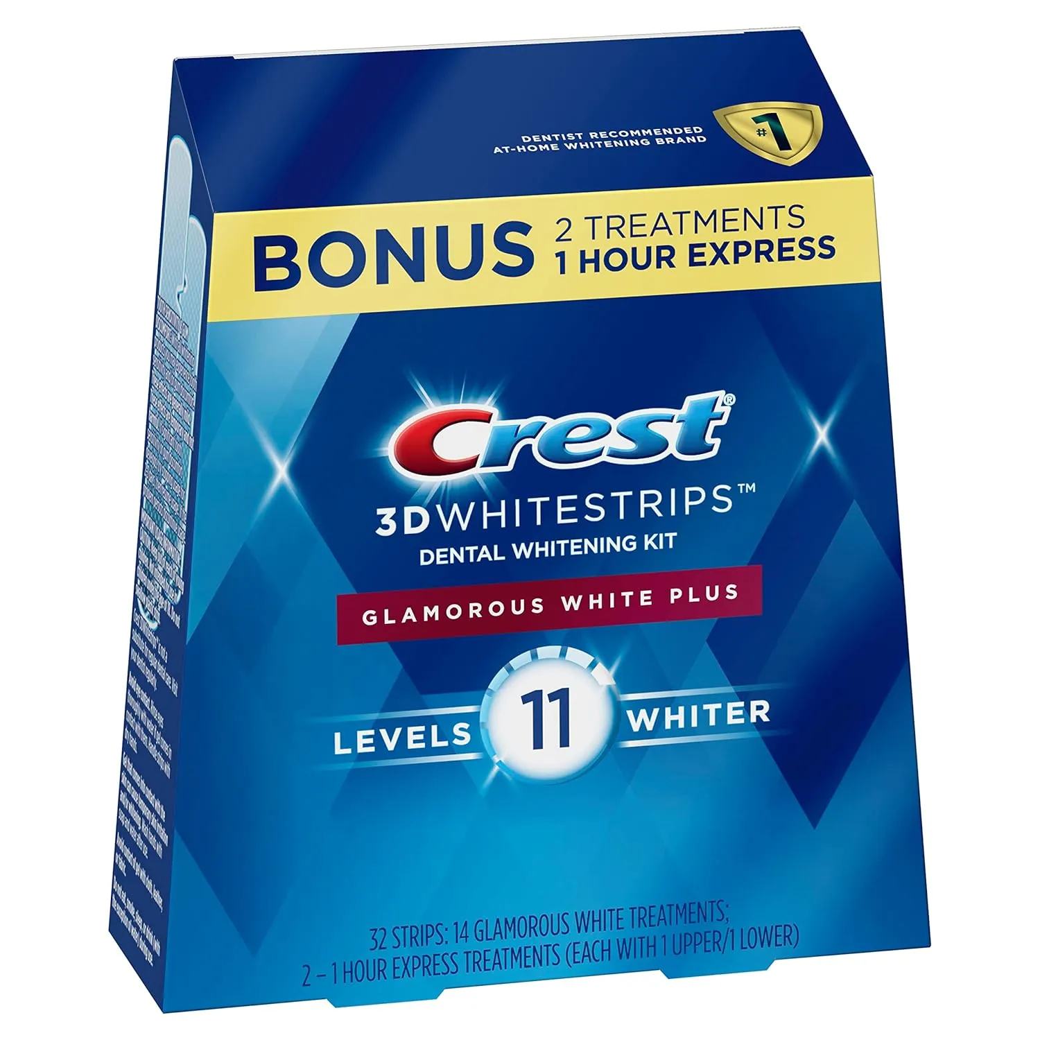 Crest 3D Whitestrips Glamorous White, 3D White, Teeth Whitening Strip Kit, 32 Strips (16 Count Pack) - Crest Teeth Whitening Strips, Teeth Whitening Kit - Packaging May Vary