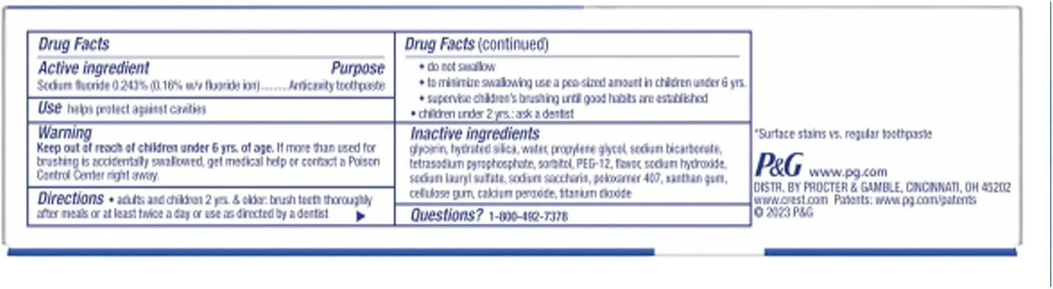 Crest Baking Soda And Peroxide Whitening With Tartar Protection Fresh Mint Flavor Toothpaste 8.2 Oz (Pack of 6)