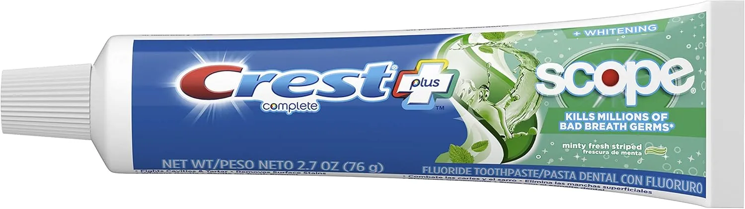 Crest Complete Plus Whitening Toothpaste, Scope Minty Fresh Taste, 2.7 ounce (Case of 12)