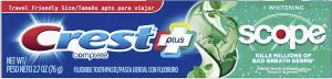 Crest Complete Plus Whitening Toothpaste, Scope Minty Fresh Taste, 2.7 ounce (Case of 12)