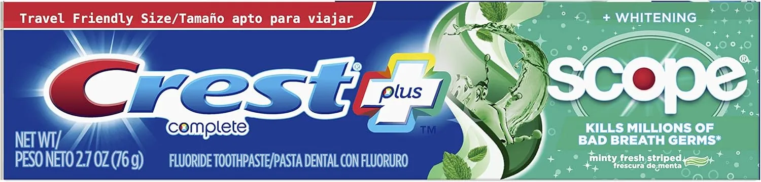 Crest Complete Plus Whitening Toothpaste, Scope Minty Fresh Taste, 2.7 ounce (Case of 12)
