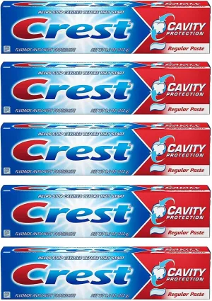 Crest Fluoride Anticavity Toothpaste, Prevents Cavities Before They Start, Regular Paste, 8.2 Ounce (Pack of 5)