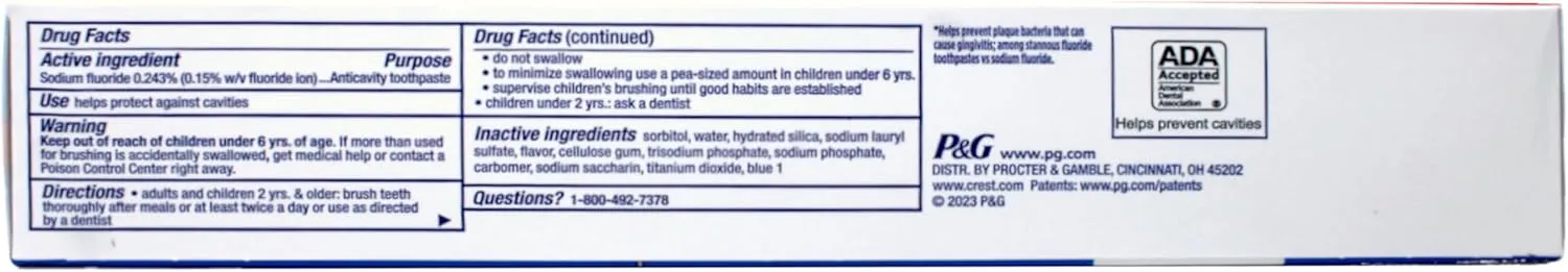 Crest Fluoride Cavity Protection Toothpaste 8.2 Ounce Regular Paste, Bulk Toothpaste, Prevents Cavities Before They Start (4 Pack)